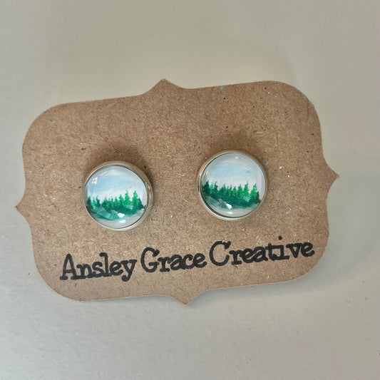 Pine Tree Glass Studs