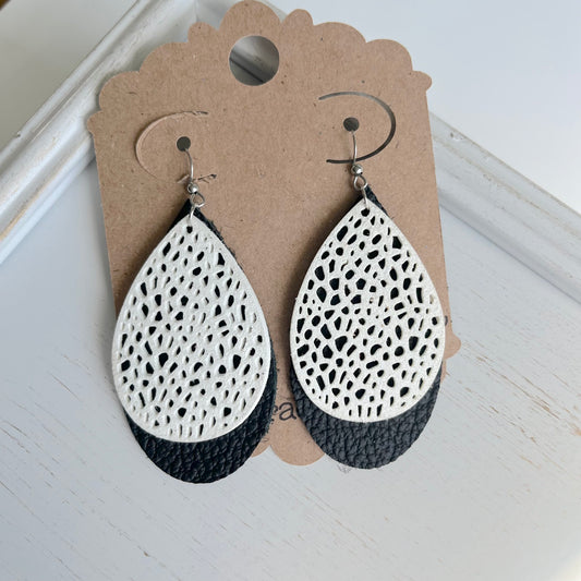 White and Black Leather Teardrops