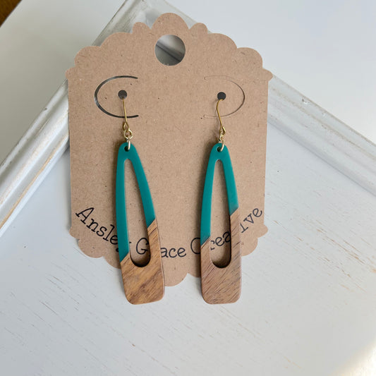 Green Resin and Faux Wood Dangle