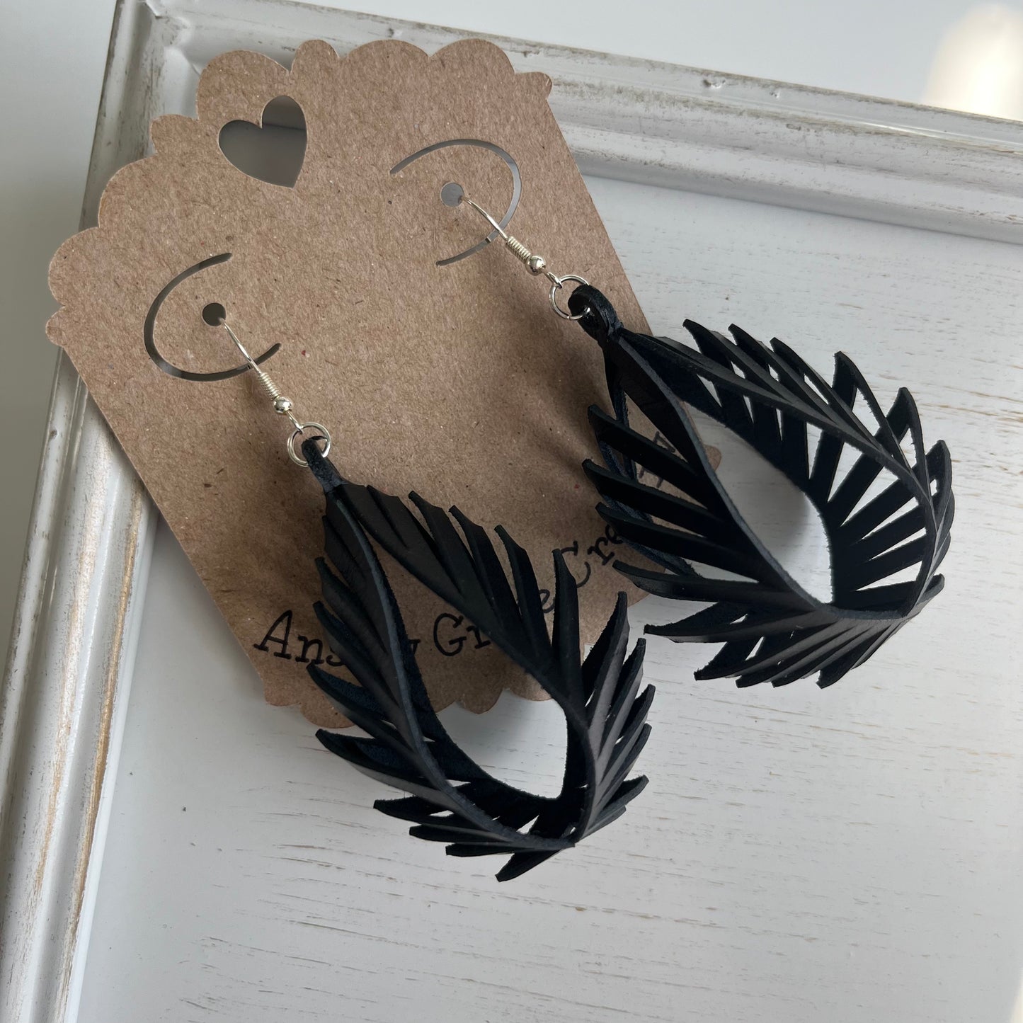 Statement Black Leather Earrings