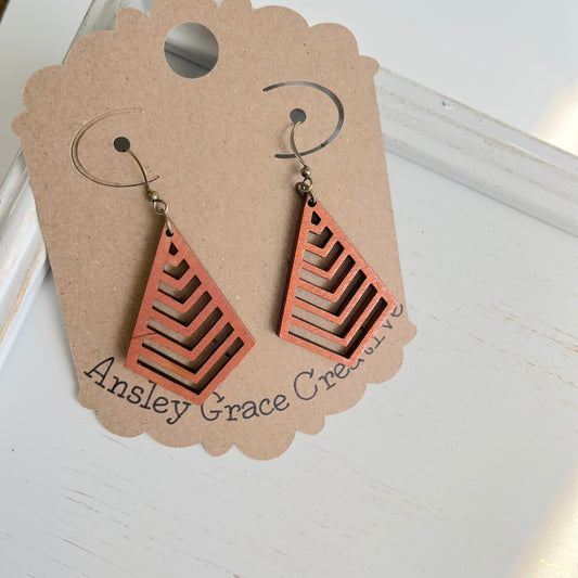 Copper Chevron Wood Earrings