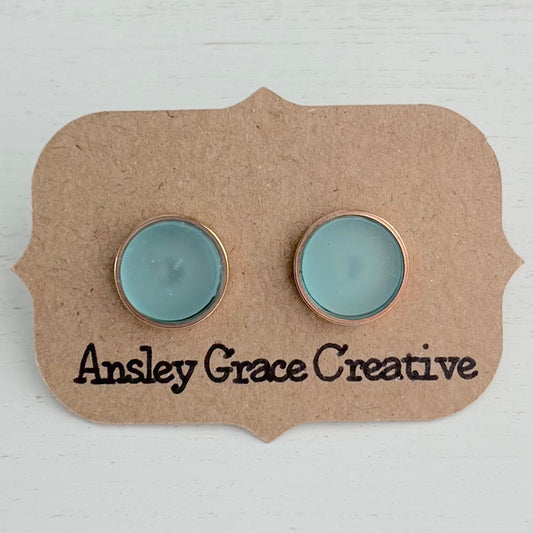 Blue Glass Stud Earrings