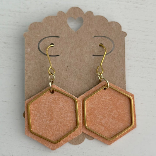 Hexagon Leather Earrings