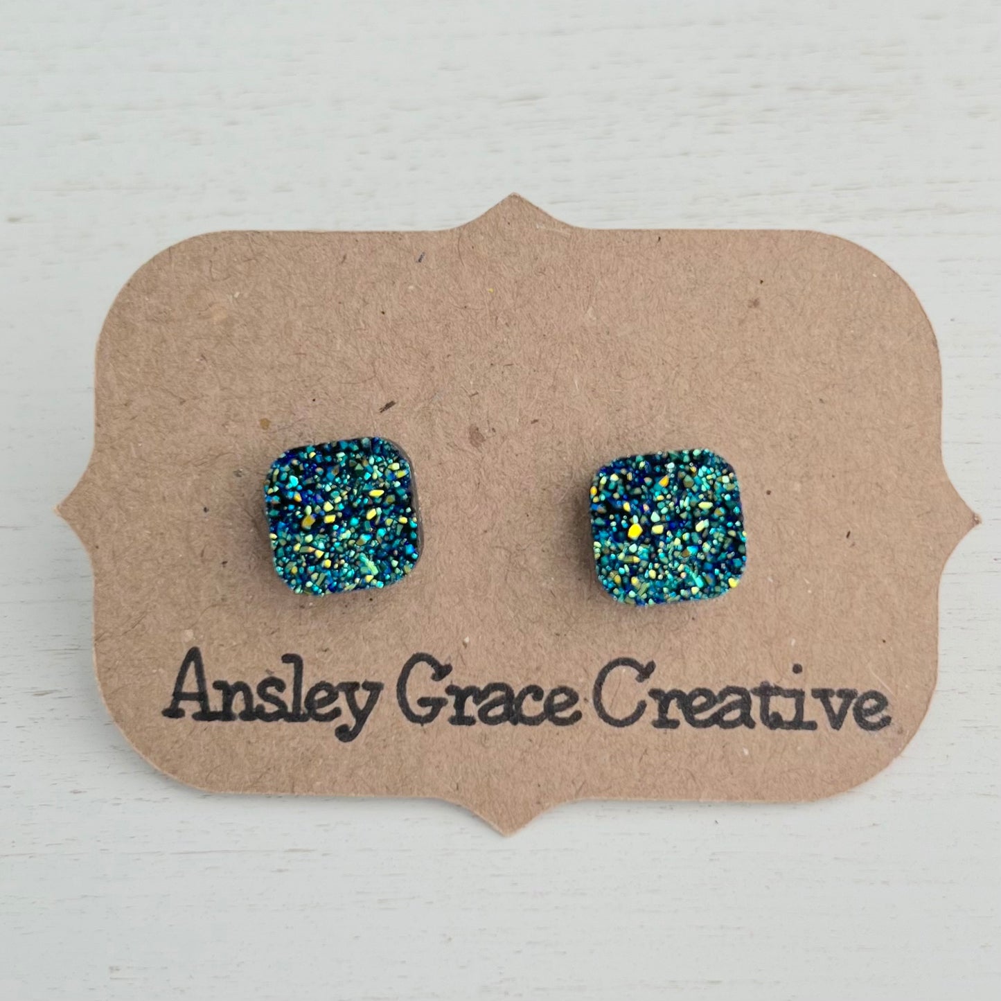 Natural Floating Druzy Stud earrings