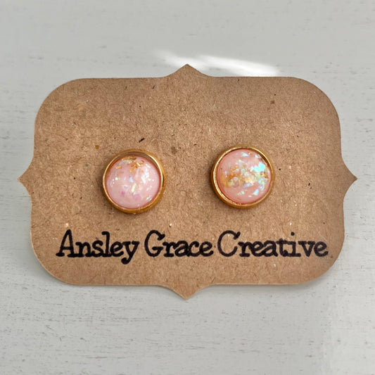 Pink Pearl with Gold Fleck Studs