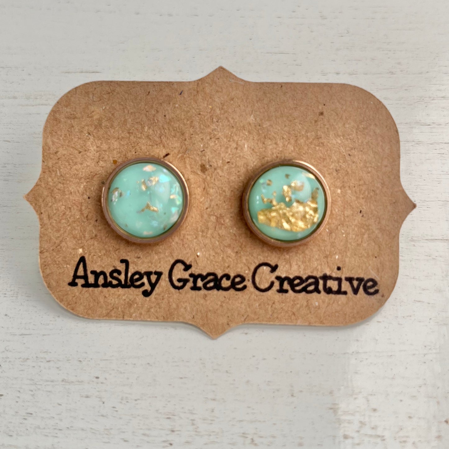 Sea Green with Gold Fleck Studs