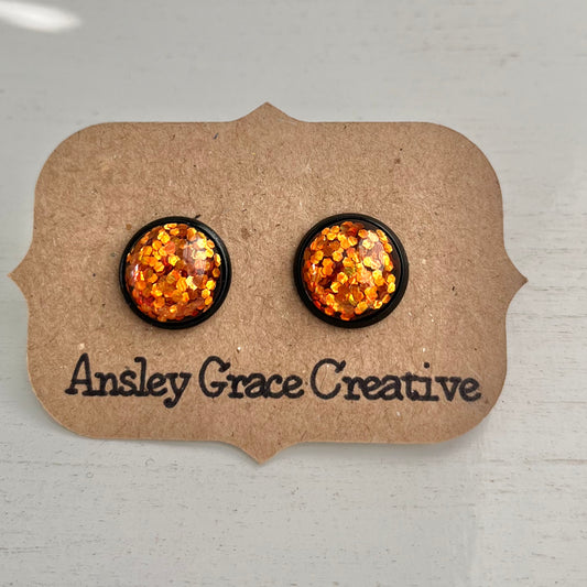 Orange Sparkle Glass studs