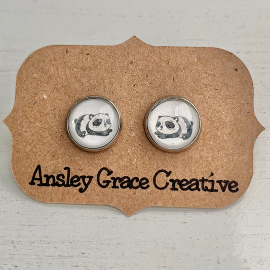 Sleeping Panda Glass Studs