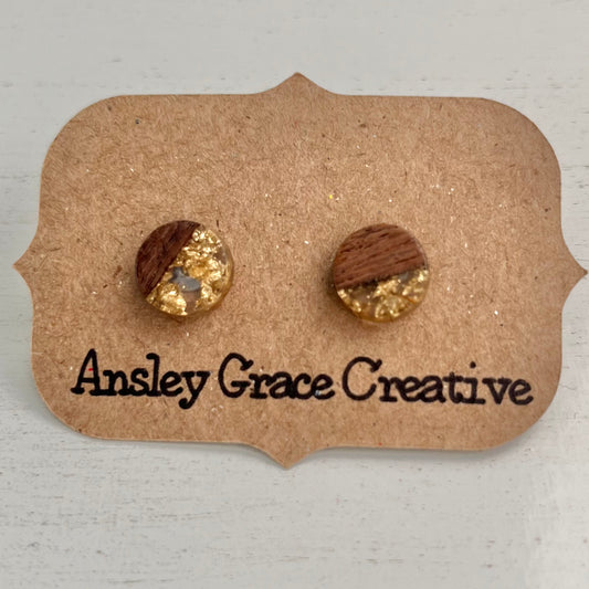 Gold Flake Faux Wood and Resin Studs