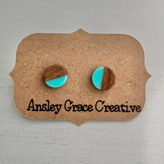 Teal  Resin and Faux Wood Studs