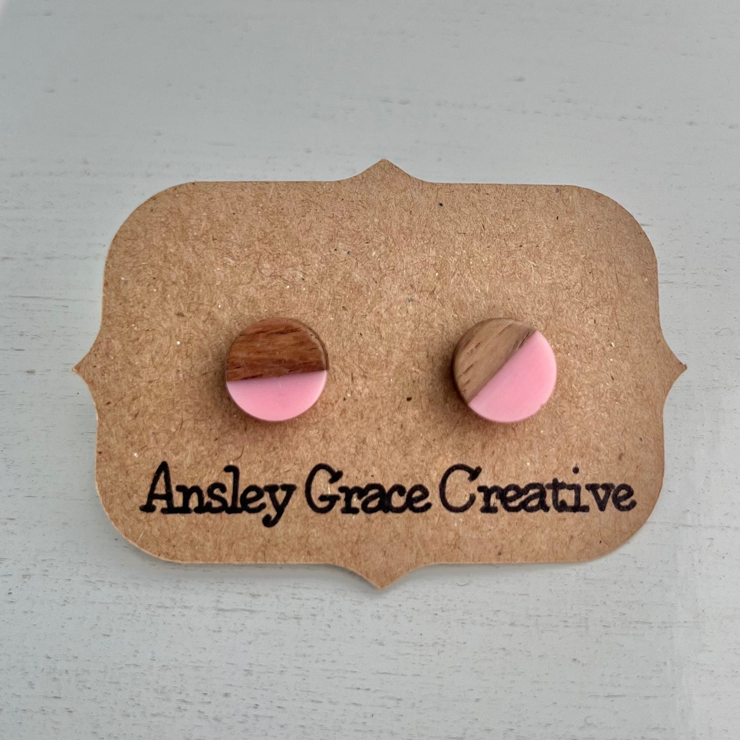 Pink Resin and Faux Wood Studs