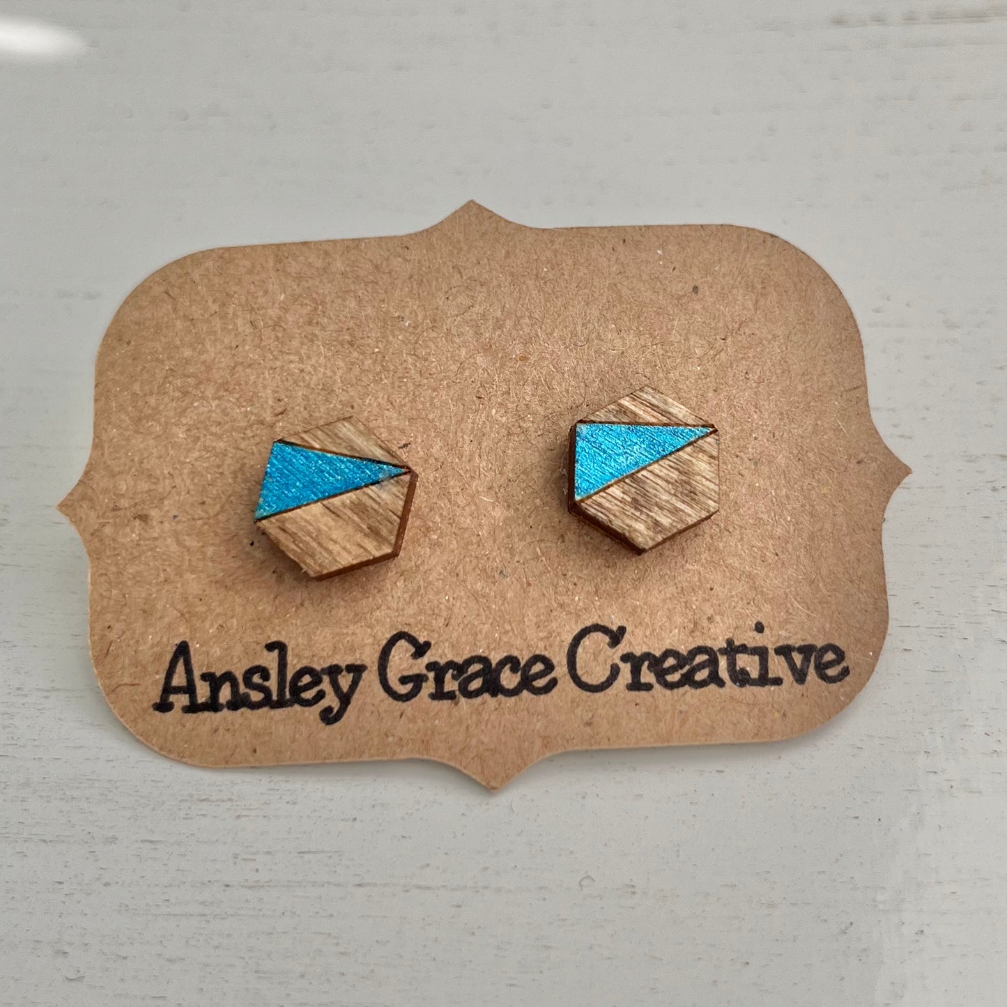 Blue Hexagon  Wood Studs