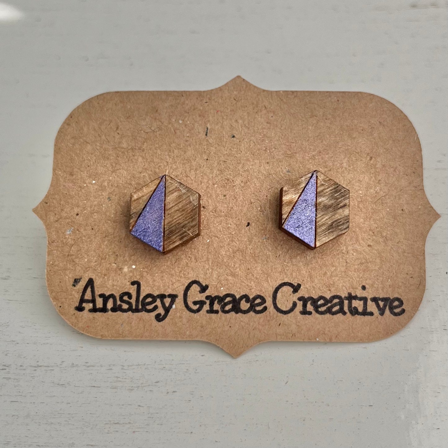 Purple  Hexagon  Wood Studs