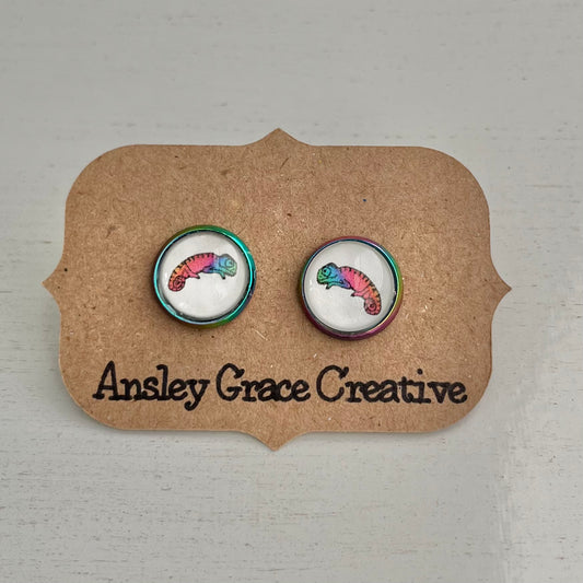 Multi colored Chameleon Glass Studs