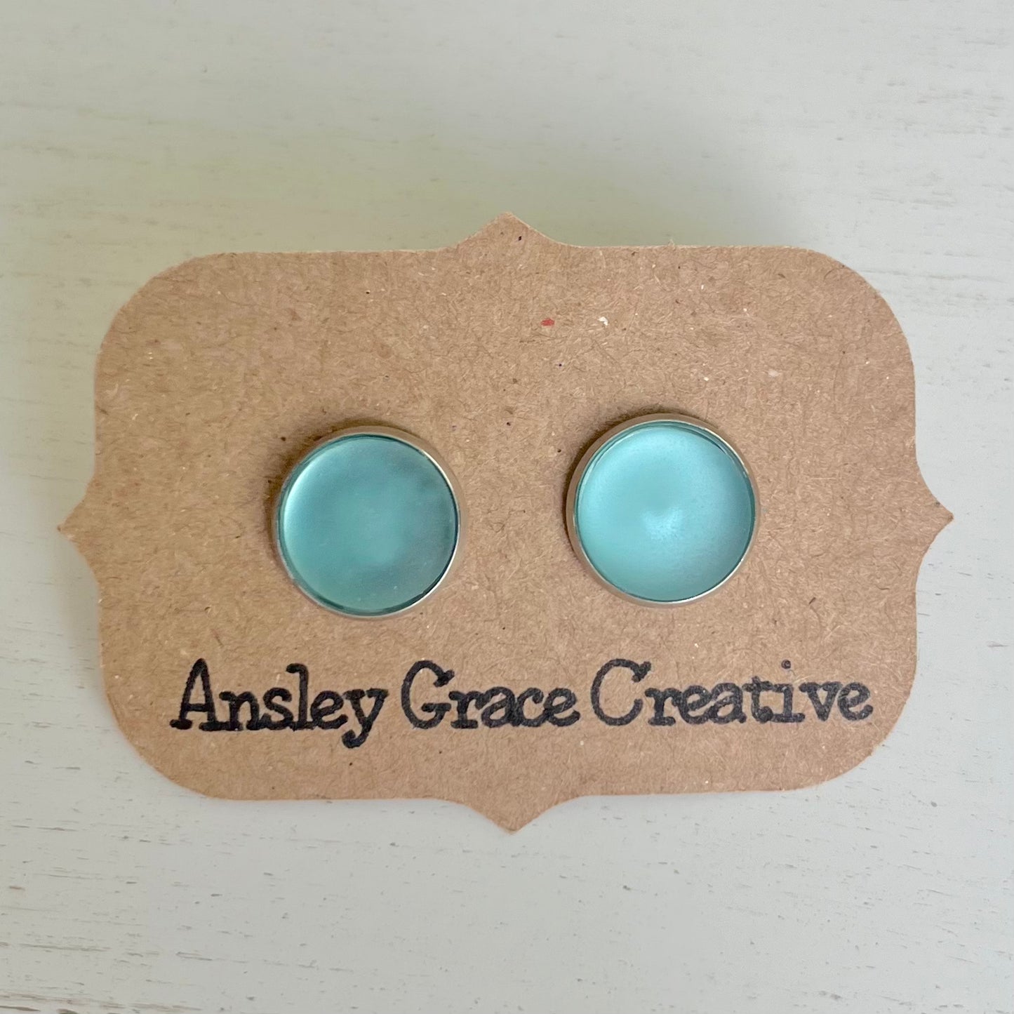 Blue Glass Stud Earrings