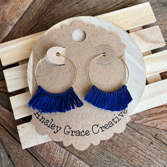 Blue Fringe Earrings