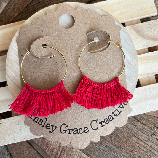 Red Fringe Hoops