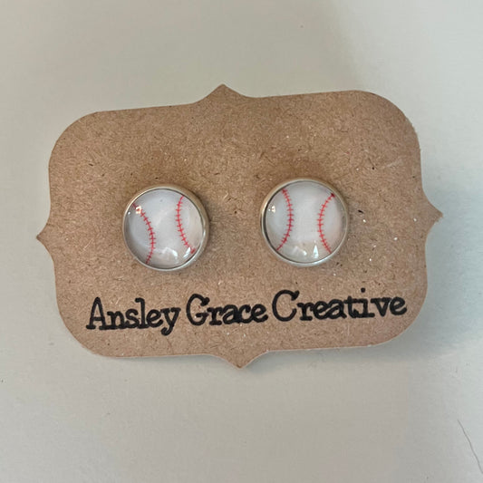 Baseball Glass Stud Earrings