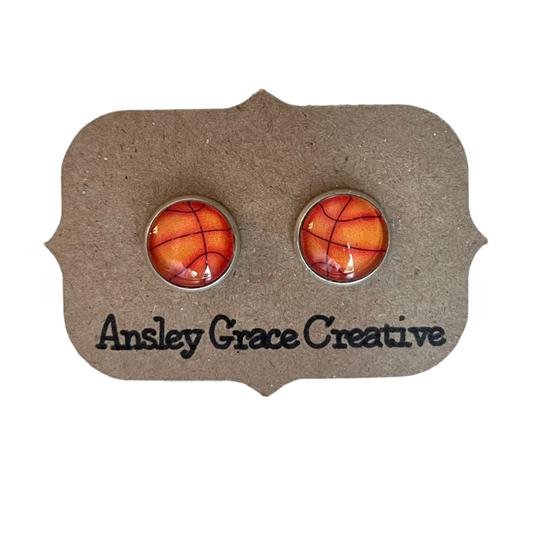 Basketball Glass Stud Earrings